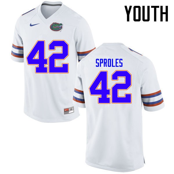 Florida Gators Youth #42 Nick Sproles College Football Jerseys White